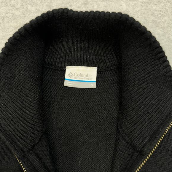 Columbia Sweater Mens S Black 1/4 Zip Pullover Knitted Wool Blend Regular Fit - Picture 3 of 10
